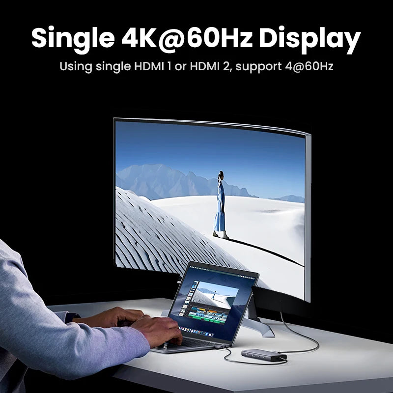 UGREEN USB C HUB 10Gbps Triple Display 4K HDMI Adapter 8-in-1 Splitter with HDMI DP USB3.2 PD 100W Dock for MacBook Pro Air PC