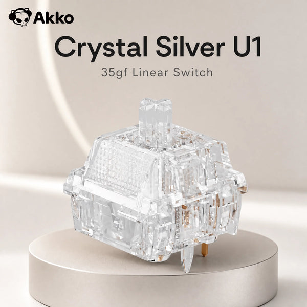Akko Linear Switch U1 Crystal Silver 5-Pin 35gf Lightweight Factory Lubed Compatible with MX Mechanical Keyboard Switches 45 pcs