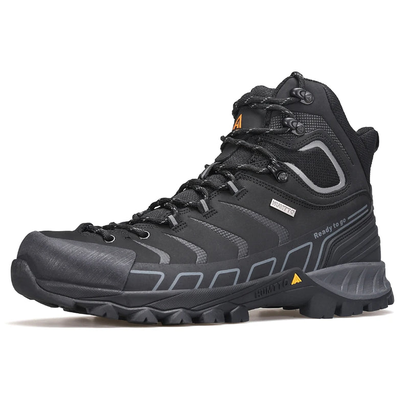 HUMTTO Leather Hiking Boots for Men Luxury Designer Waterproof Outdoor Shoes Climbing Trekking Sneakers Mens Safety Ankle Boots