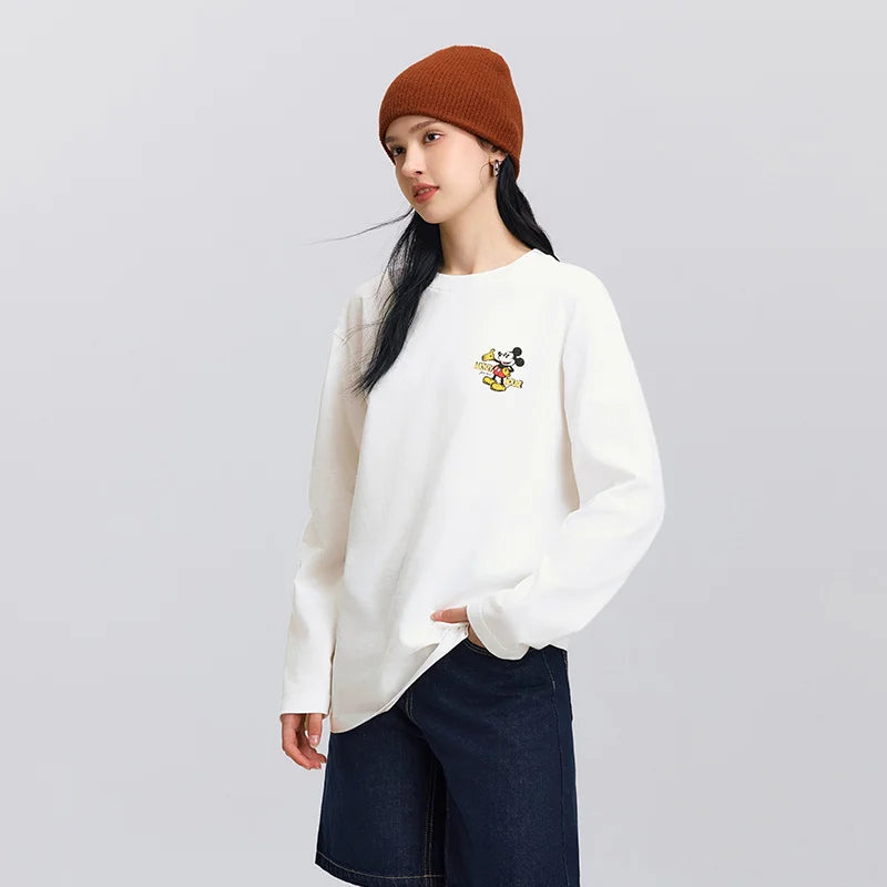 Semir Cotton Tshirt Printed Long Sleeve Women 2025 Spring Loose Fit Basic Daily Casual Fashion Comfortable Pullover Top