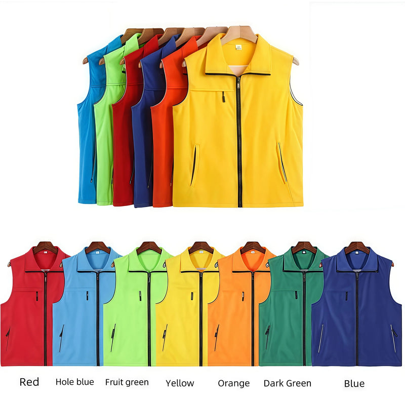 Seven Solid-Color Composite Mesh Three-Pocket Vest Outdoor Training Institution Team Workwear Clothes Custom Logo Printing