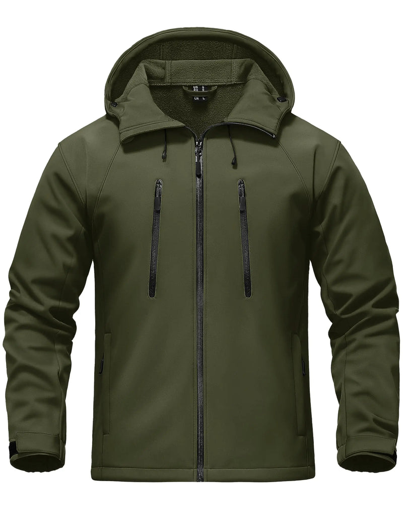 TACVASEN Men's Fleece Lined Softshell Jacket Waterproof Winter Tactical Coat Thermal Windproof Outdoor Hiking Daily Jacket