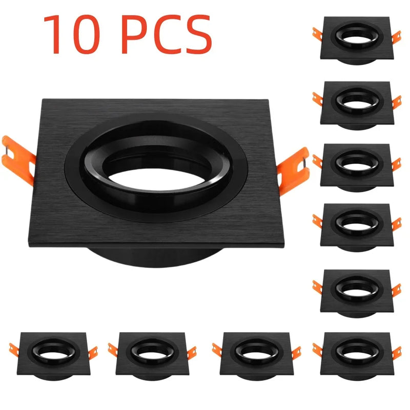 ភ្លើង LED រាងមូលការ៉េ 1/10 ដុំ កាត់រន្ធ 70mm សម្រាប់ពិដាន ជើងទ្រចង្កៀងចំណុច GU10 MR16 ស៊ុមអាលុយមីញ៉ូម ចង្កៀងចំណុច