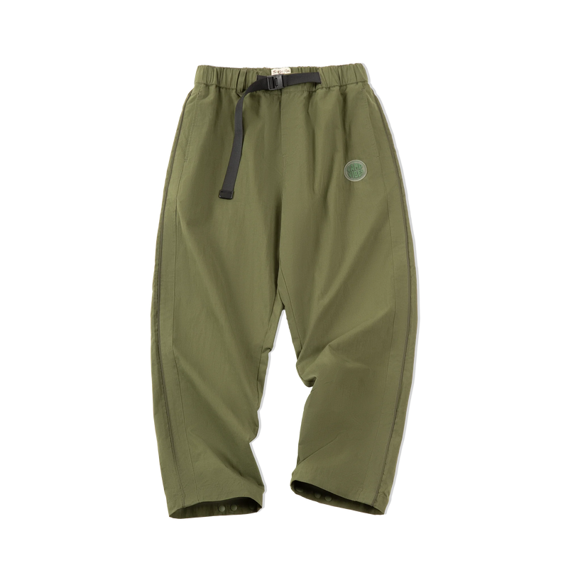 Maden Men's Drawstring Straight Tactical Pants Outdoor Green Casual Cargo Pants Wide Trousers Stylish Techwear