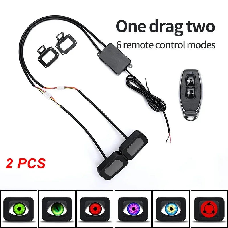 Dynamic Devil Eye Light 6 Modes 3D Motorcycle Mirror Demon Decorative Lights Waterproof Motorbike Retrofit Kits Accessories