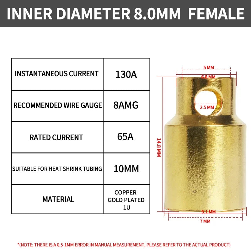 2/3/3.5/4/5/5.5/6/6.5/8mm Aircraft model pure copper Banana Plug Gold Plated Copper Brushless Motor Bullet Connector 40pcs
