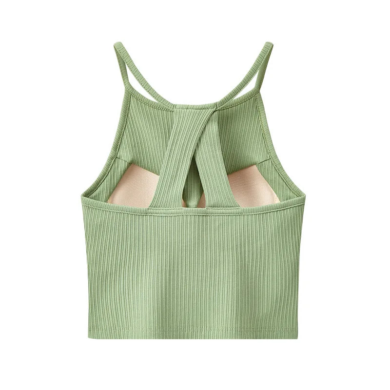 Beauty Back Sling Vest Bra Pad Women's Summer Pajamas Top Belt Chest Pad Backless Bottoming Top One Piece Sleepwear T Shirt