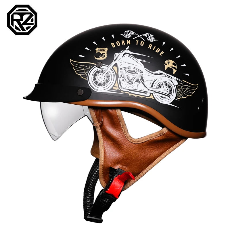 Motorcycle Helmet With lenses Retro Half Helmet Jet Helmet Open Helmet Scooter Cruiser Chopper Half Shell Helmet Adult