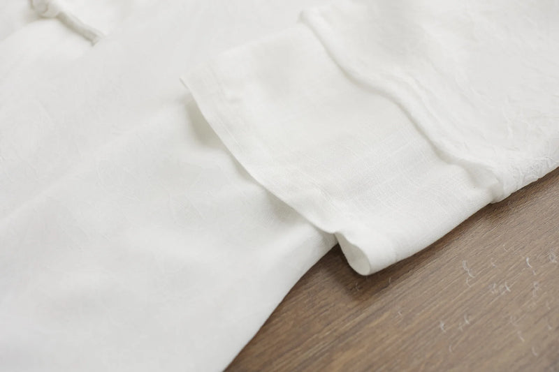 Chinese-style Men's White Trench Coat, Summer Black Cotton-linen Long Jacket.