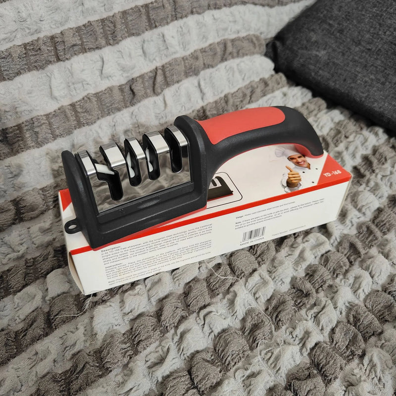 The Four-Stage Professional Knife Sharpener Is Equipped With Tungsten Steel Diamond and Ceramic Grinding Stones - Featuring a St