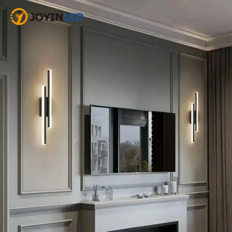 JOYINLED Modern Acrylic LampshadeLED Wall Lamp Sconce Copper Line Pipe Lighting for Bedroom Living Room Corridor Light Fixture