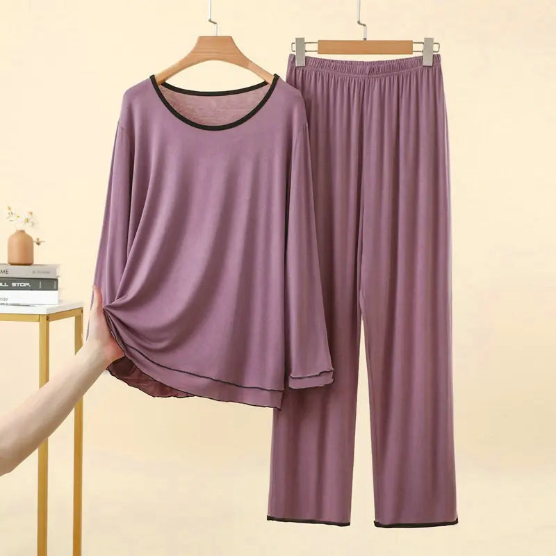 Modal Two-piece Women's Pajamas for Lady Pijama New Spring Autumn Long Sleeve Home Wear Nightwear Woman Sleepwear Pyjama Set