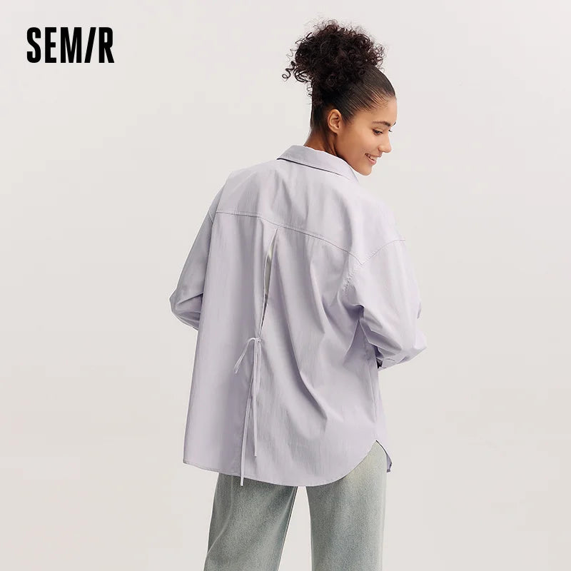 Semir Elegant Shirt Women Long Sleeve Solid Color Blouse Short Vest Two Piece Set 2026 Spring New Fashion Casual Wear