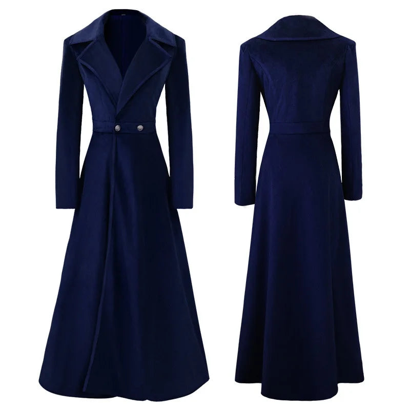 2026 Spring New Arrivals: Women's Red Long-Sleeve Trench Coat, Blue V-Neck Long Jacket, Black Vintage Overcoat.
