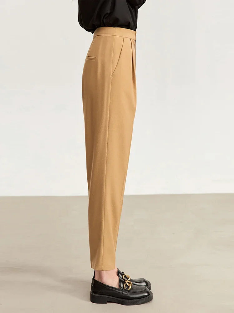 AMII 2026 Autumn New Women Anklie-length Pants Commuter Basics Embroidery Tapered Pants Casual Straight Trousers Female 12343053