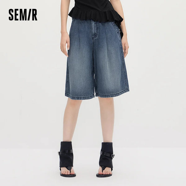 ខោ Semir សម្រាប់នារី ខោ Denim ត្រជាក់ស្រួល រលុង ទាន់សម័យ ស្លីម ប្រវែងជង្គង់ រដូវក្ដៅ 2026 ស្ទីលធម្មតា ស្ទីលតាមដងផ្លូវ