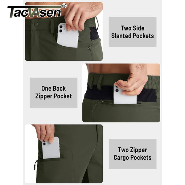 TACVASEN Men Summer Outdoor Shorts Quick Dry Knee Length Hiking Fishing Running Shorts Lightweight Multi-Pockets Workout Shorts