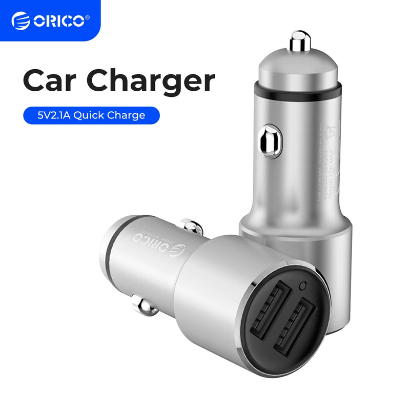 ORICO 12W Universal Car Charger Travel Phone Charger Dual  Mini Car-charger Power Socket Adapter Cigarette Lighter Splitter