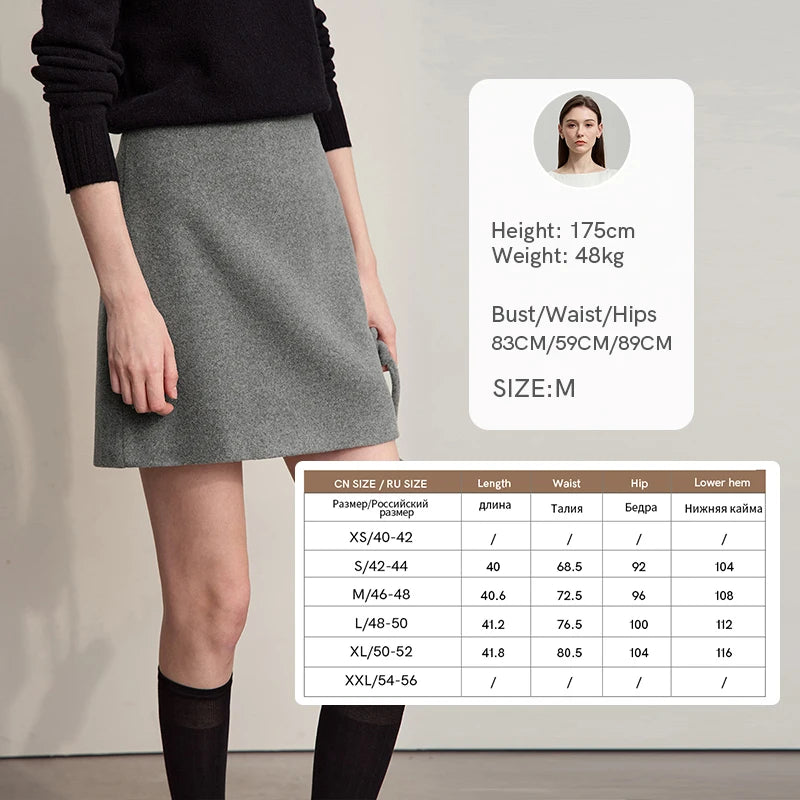AMII Minimalist Mini Skirt 2026 Winter New Solid Color Short A-line Women's Skirt Versatile Casual Wool Clothing Ladies 12524026