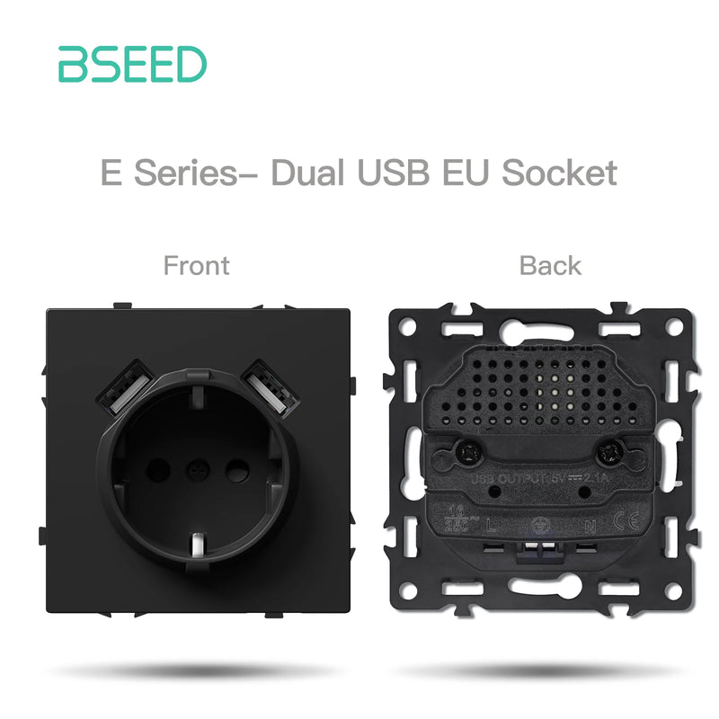 BSEED 1/2Gang Wall Light Switch USB Type-C Socket Module Part Internet TV Telephone Socket Part Plastic Frame Free Combination