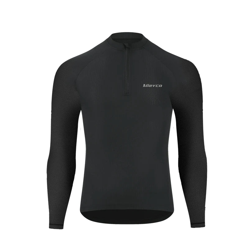 Men's Long Sleeve Reflective Cycling Jersey Slim Fit Quick Dry Breathable MTB Road Bike Shirt with Rear Pockets