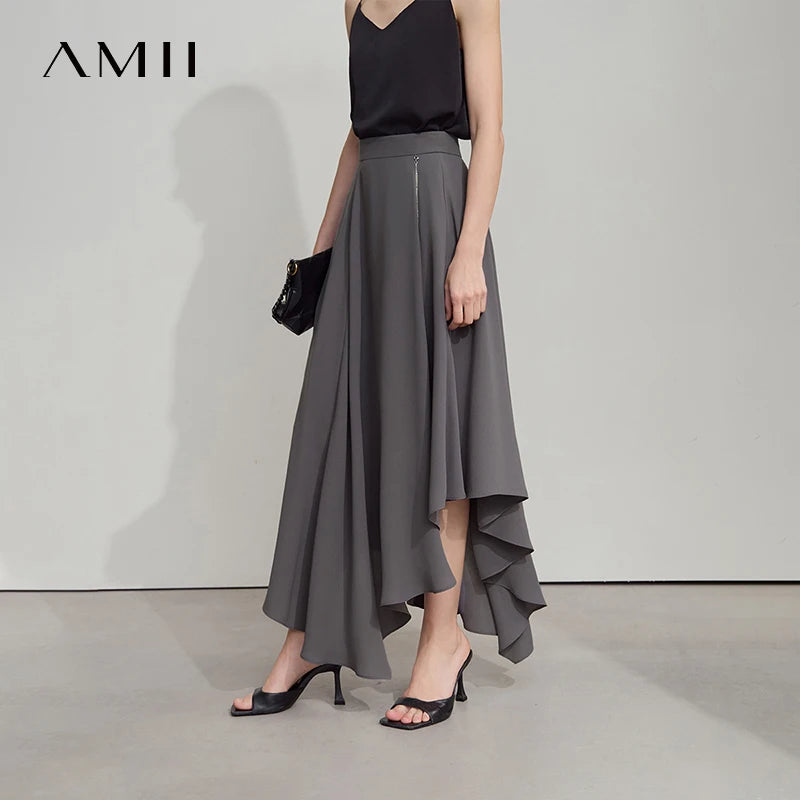 AMII សំពត់ខ្លីការិយាល័យនារីសាមញ្ញនារីឆ្នាំ ២០២៦ រដូវក្តៅថ្មីរលុងមិនស្មើគ្នាសំពត់រាងអក្សរ A សំពត់នារីម៉ូដ ១២៥៤២១៦៨