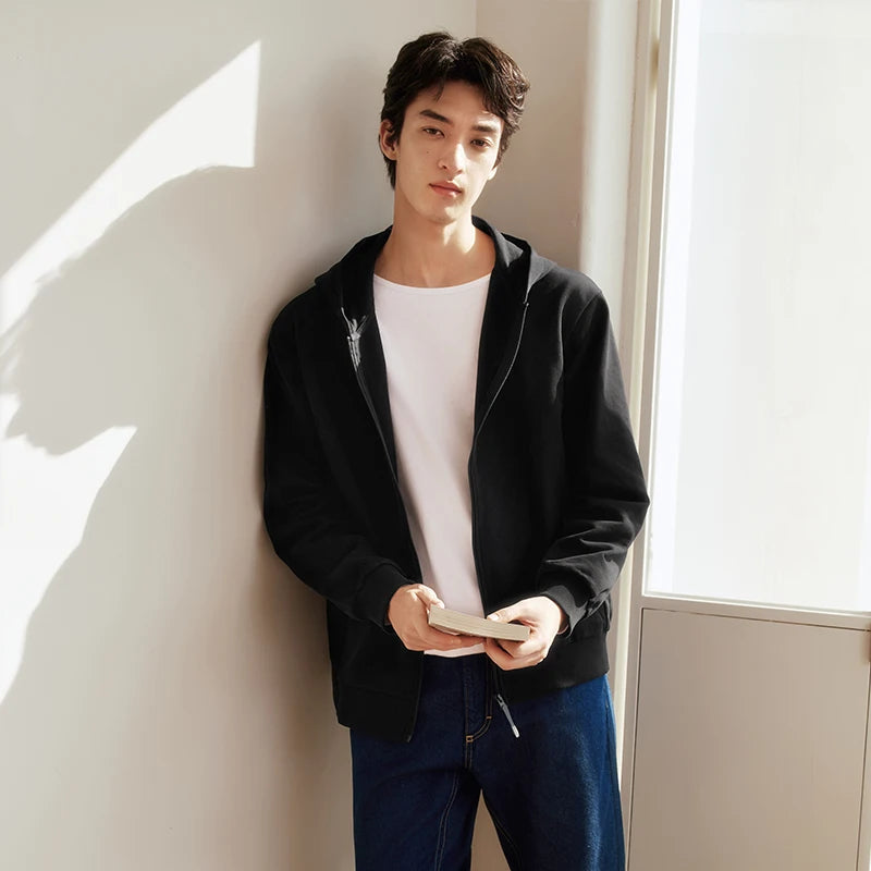 Semir Minimalist Jacket Men Spring Knitted Hooded Outdoor Casual Versatile Couple Style Loose Comfortable Daily Top
