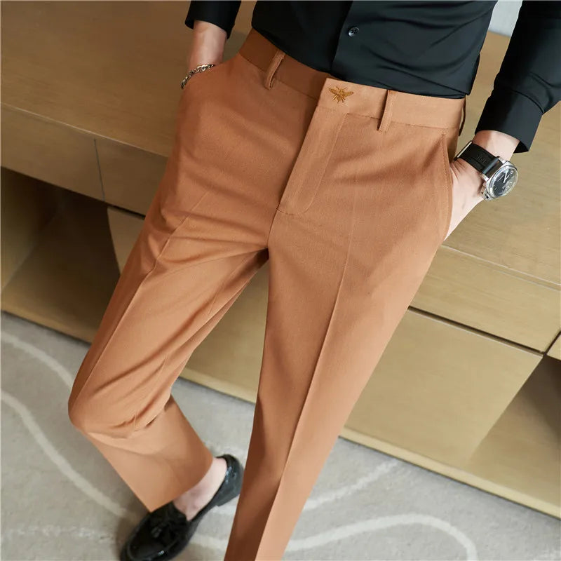 2026 Men's Winter Woolen Office Suit Pants, Slim British Style Wool Business Formal Dress Trousers, Asian Size 29-36, 2025 New