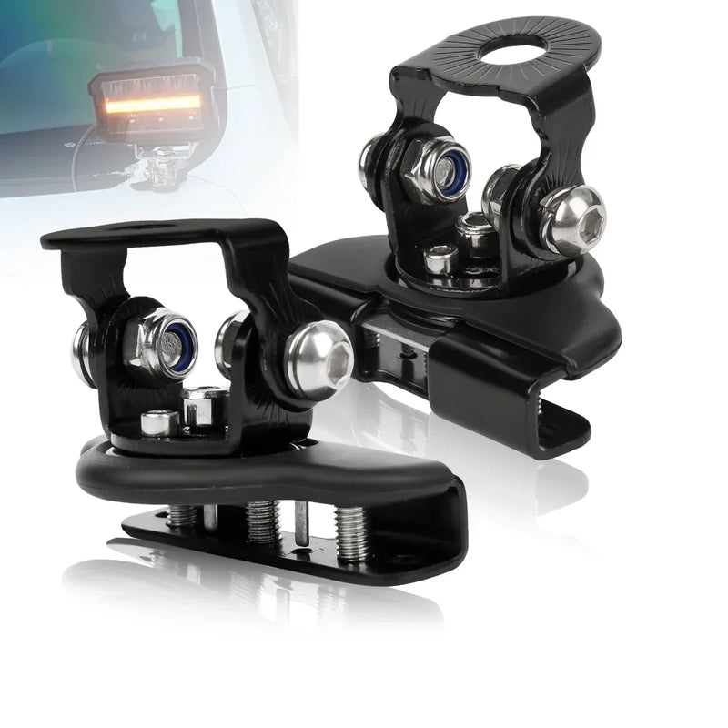 JOYINLED 2Pcs Universal Black Light Bar Mount Bracket Adjustable Hood Pillar Offroad Work Light Clamp