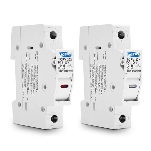 TOMZN 1P 2P 3P 4P 1100V DC Fuse Holder 10*38mm High Voltage PV TOPV-32X Base Photovoltaic System Protection Protector GPV NEW