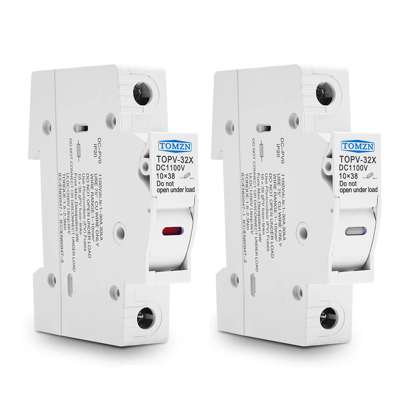 TOMZN 1P 2P 3P 4P 1100V DC Fuse Holder 10*38mm High Voltage PV TOPV-32X Base Photovoltaic System Protection Protector GPV NEW