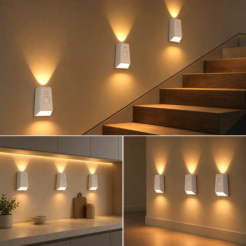 ចង្កៀងជញ្ជាំង LED ដែលអាចសាកបានដោយប្រើ USB ដែលមានសមត្ថភាពចាប់សញ្ញាចលនារបស់មនុស្ស ជាមួយនឹងពន្លឺដែលអាចលៃតម្រូវបានសម្រាប់ជណ្តើរបន្ទប់គេង សាលធំ