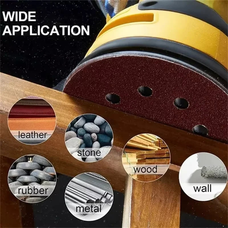 8 Hole 125mm Sandpaper Woodworking Metal Grinding Disc Abrasive Polishing Tool 40/1000 Grit Sanding Discs