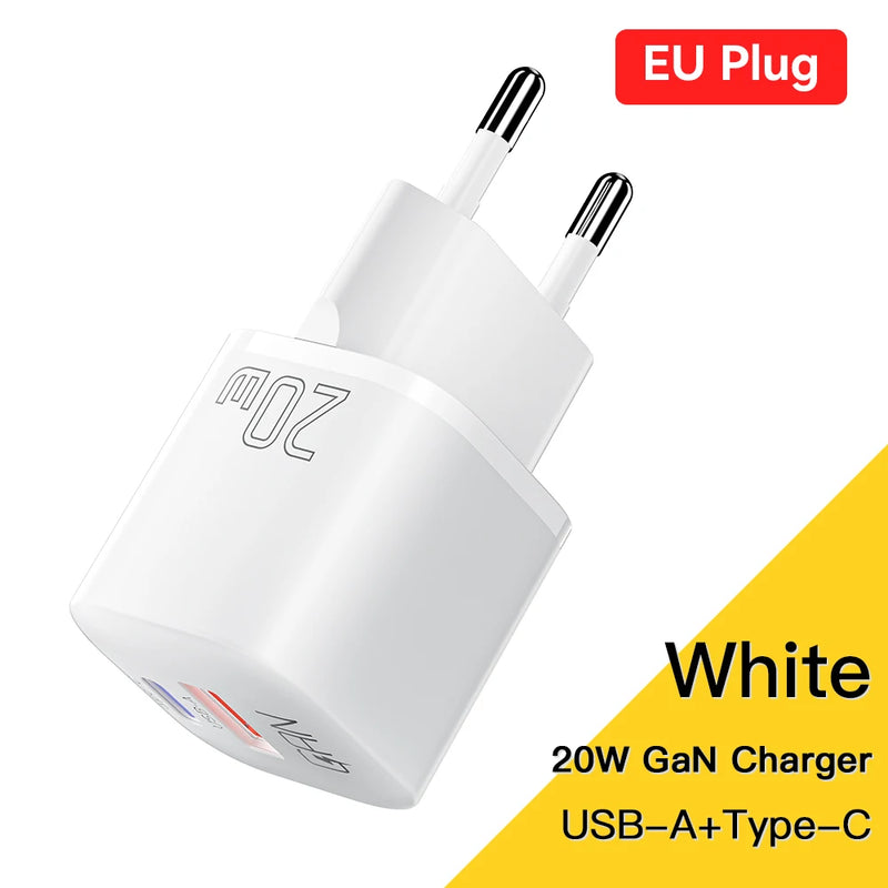 ឆ្នាំងសាក Essager 20W GaN USB Type C PD សាកថ្មលឿន QC 3.0 សម្រាប់ iPhone 14 13 12 11 Pro Max Mini iPad សាកថ្មបានលឿន