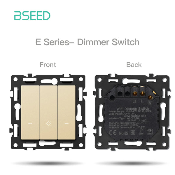 BSEED 1/2/3/4Gang ប៊ូតុងប្តូរ WIFI ផ្នែក Smart Curtain Switch DIY ផ្នែក Smart Wifi Socket ផ្នែកស៊ុមកញ្ចក់ រួមបញ្ចូលគ្នាដោយឥតគិតថ្លៃ