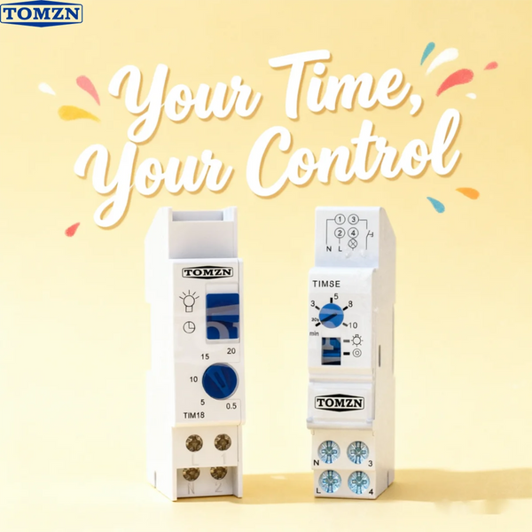 DIN Rail Staircase Light Time Switch–Delay-On/Off Timer Relay 0.5–20 Min Momentary Switch for Street Lamp Circuit Breaker Contro