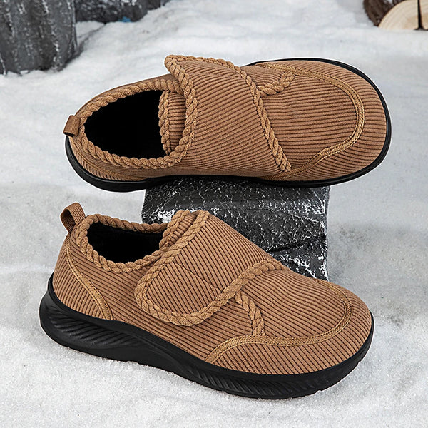 Winter Fur-lined Wide Toe Box Diabetic Shoes for Men Women Adjustable Walking Sneakers Orthopedics Swollen Foot Pain Relief