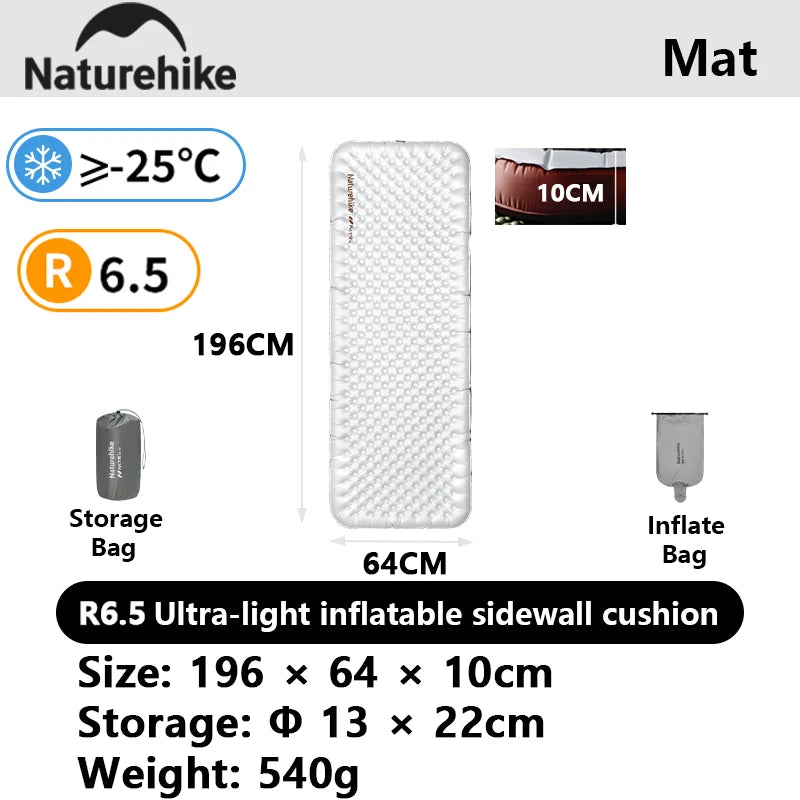 Naturehike 2026 New Camping Inflatable Mattress R 5.8/6.5/8.2 Light Portable Tent Sleeping Pad Outdoor Travel Hiking Beach Mat