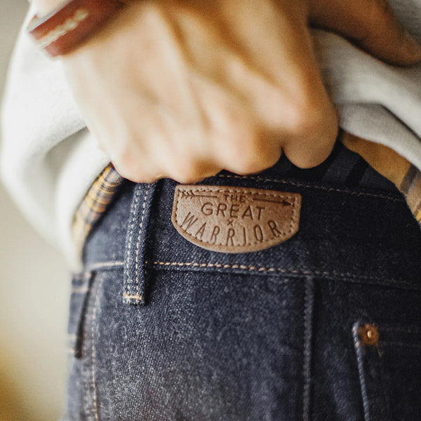ខោខូវប៊យ Maden Vintage សម្រាប់បុរស 9.7oz Slub Denim Cinch Back Straight-Leg ខោពណ៌ខៀវលាងសម្អាត Zip Fly Casual Pants សម្រាប់រដូវផ្ការីក រដូវស្លឹកឈើជ្រុះ