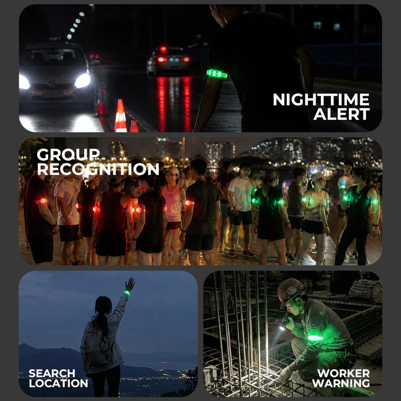 WRELS Arm Light Rechargeable LED Light Up Armband Waterproof Night Running Cycling Outdoor Safety Wristband Warning Light