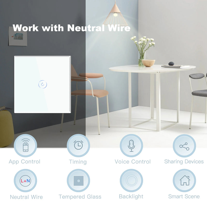 BSEED WIFI Touch Switch 1/2/3Gang 2Way Wifi Smart Switch Touch Sensor Wall Switch Tuya Google Alexa Smart Life Control
