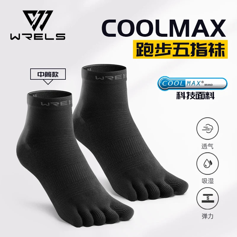 WRELS 1/3pair Toe Sock Coolmax Five Finger Running Riding Cycling Basketball Sport Moisture Wicking Sock Quick Dry Sports Socks
