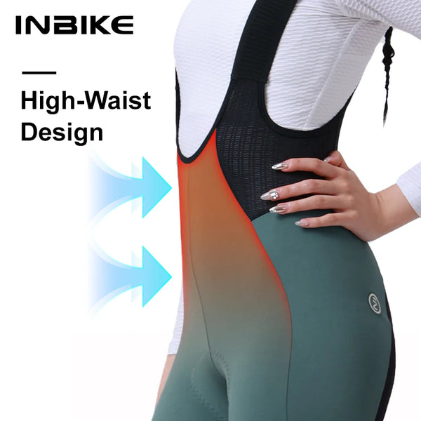 INBIKE Winter Cycling Clothing Set Women Fleece Thermal Long Sleeve Jersey and Bib Pants Windproof Warm Riding Road Bike Suit