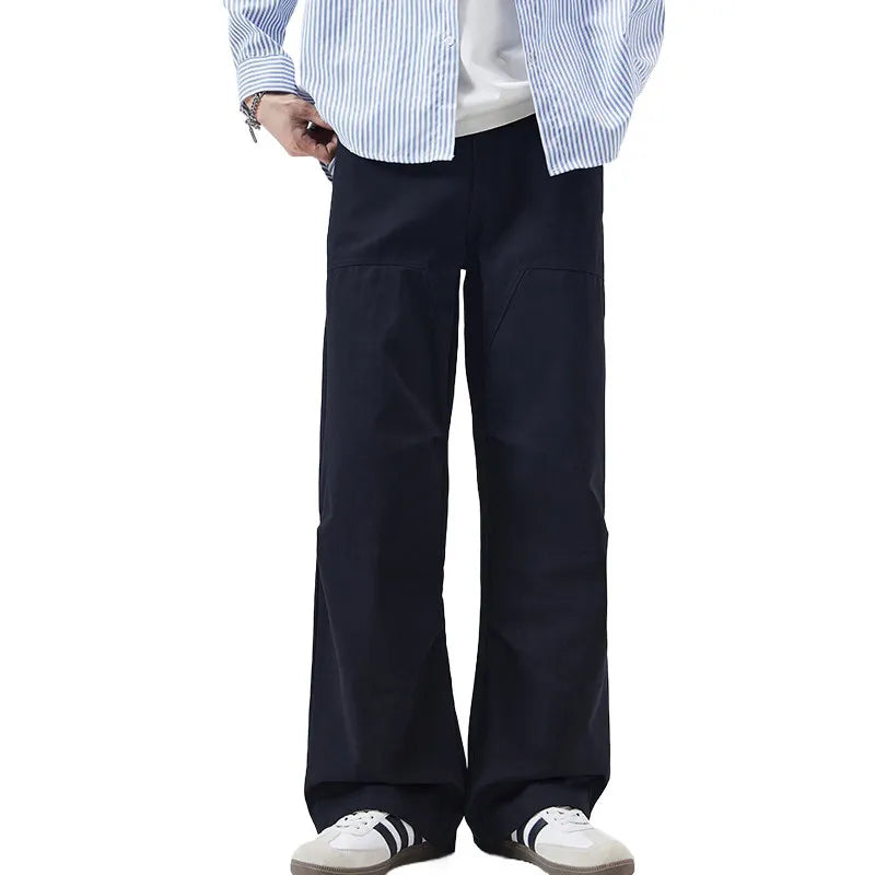 DUKEEN Men's Heavyweight 100% Cotton Cargo Pants Japanese Streetwear Loose Straight Leg Wide Leg Paratrooper Casual Pants
