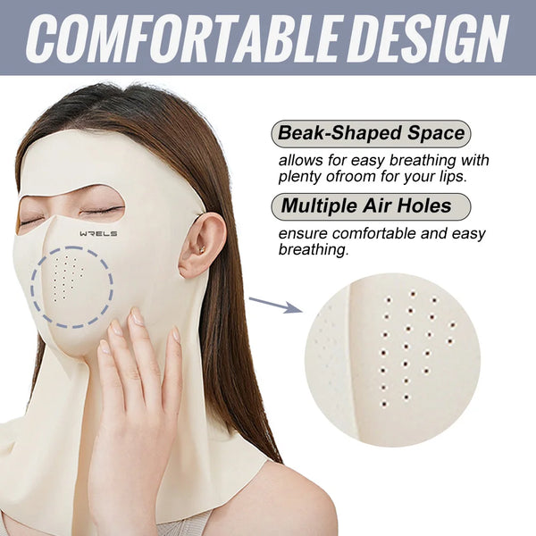 WRELS Anti UV Full Face Cover UPF 50+ Summer Face Mask Breathable Sunscreen Sports Face Covering Sun Protection Face Mask