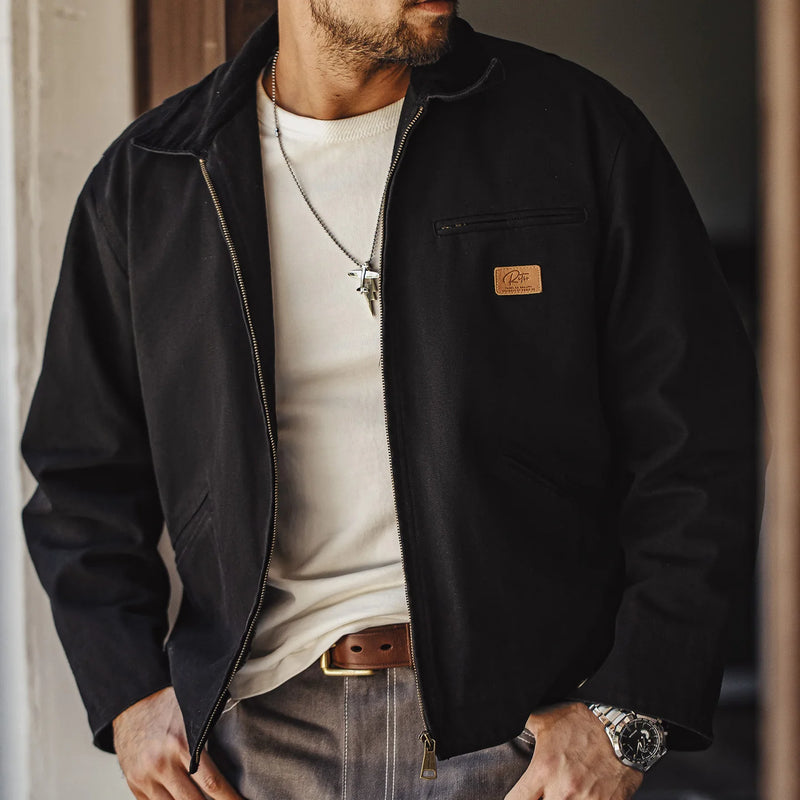 Maden Vintage Men's J001 Detroit Jacket Lapel Collar Warm Quilted Work jacket Heavyweight Cotton Safari Coat for Autumn Winter