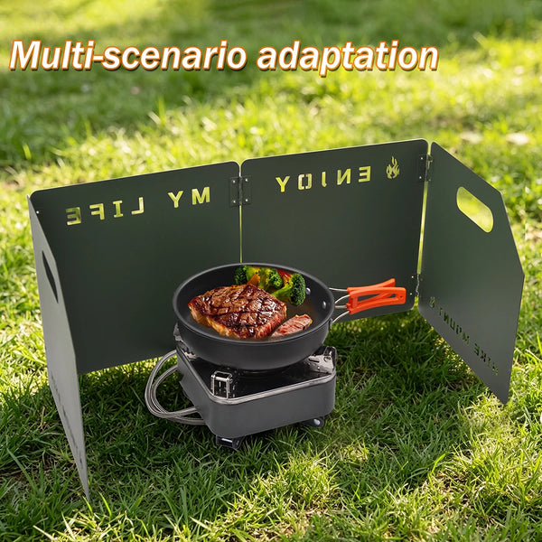 4-Section Folding Gas Stove Windshield Outdoor Cooking Burner Windproof Screen Picnic BBQ Gas Stove Wind Shield  For Camping