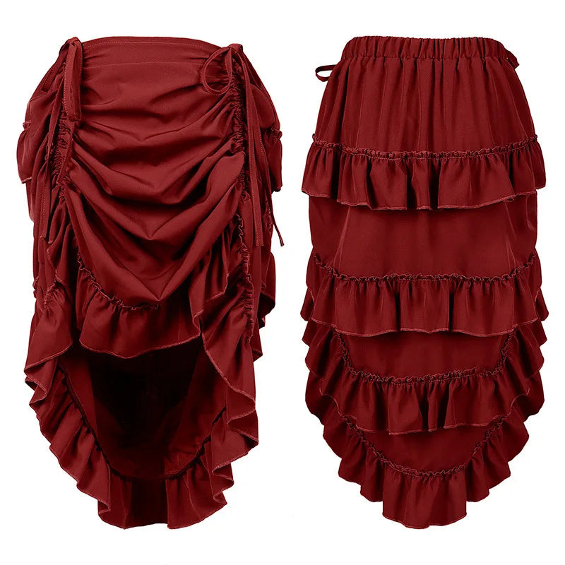 European and American Retro-Style Women's Red Fitted Midi Skirt—Perfect for Parties, Dancing, or Cosplay. 2026-2027