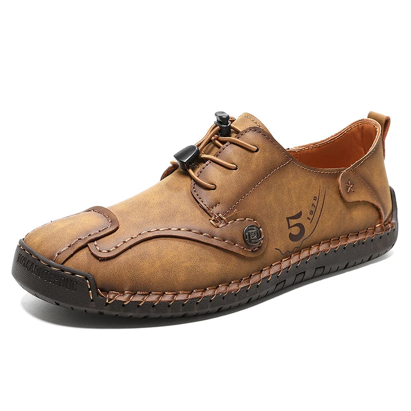 Mens Walking Shoes Large Size 38-48 High-quality Handmade Casual Leather Mens Outdoor Breathe Walking Fashion Flat Sneakers