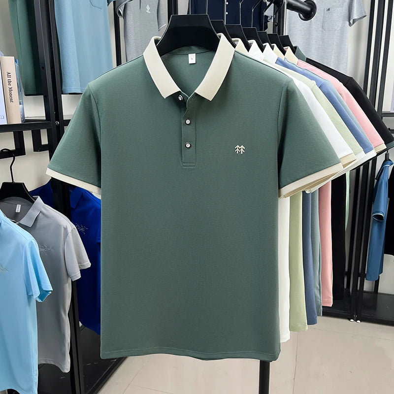 Quality Man Short-Sleeved Polo Shirt Lapel Button Pattern Printing Summer New T-Shirt Business Casual Outdoor Sports Men's Wear